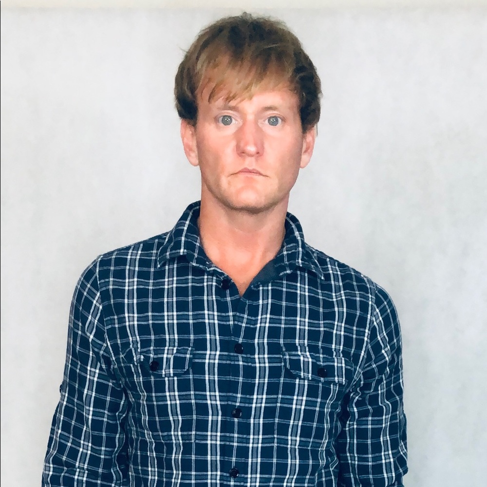 Express Men, Plaid Shirt, Blue and gray, Size Small